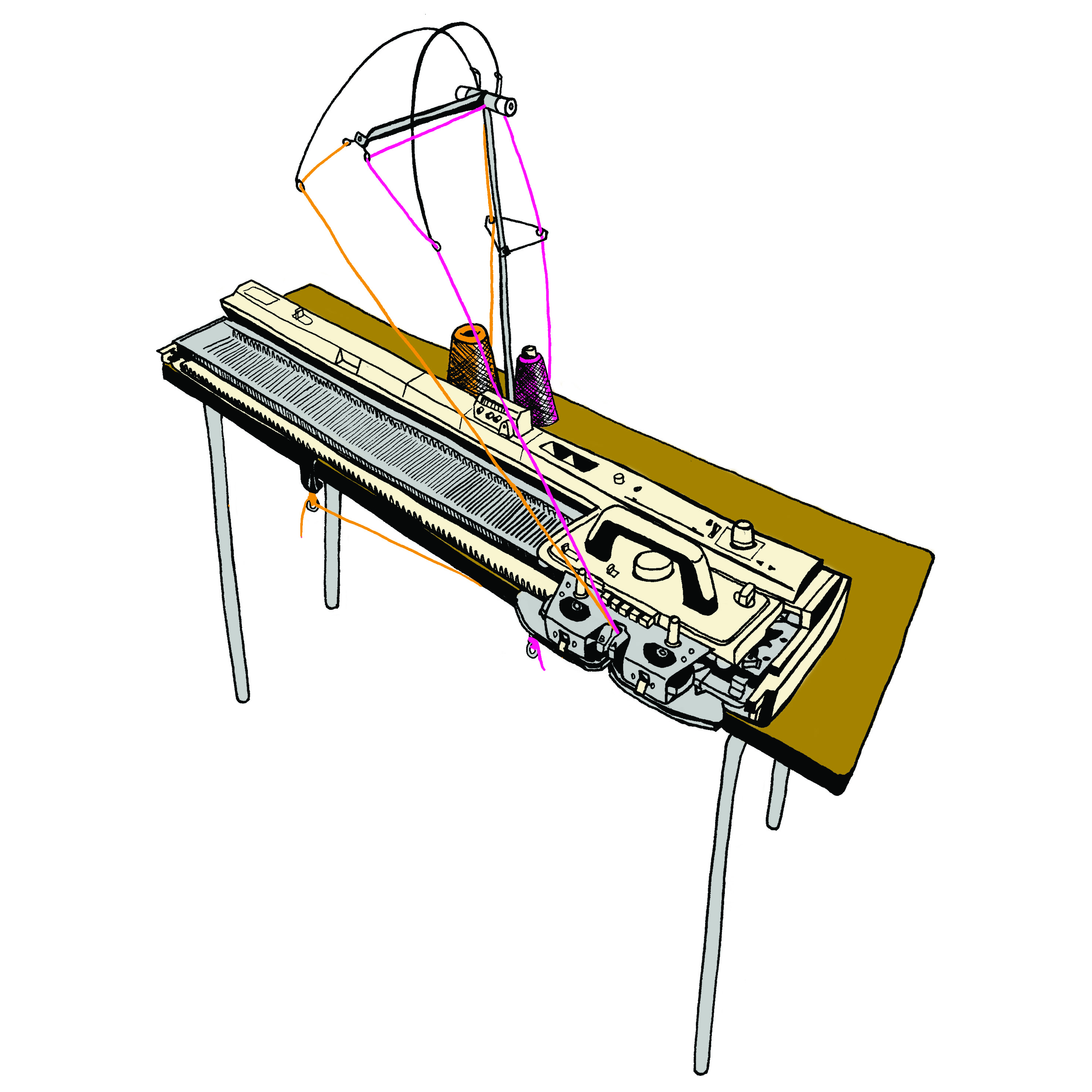 Circular knitting machine (Sentro) and Icord maker cast on and cast off